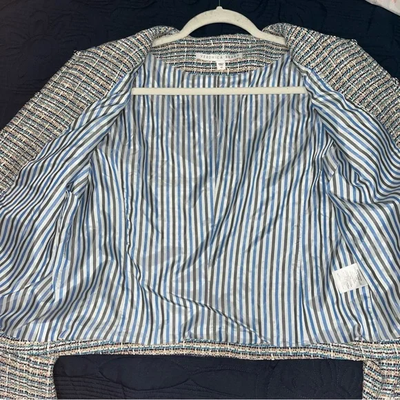 Veronica Beard Navy and Cream Tweed Blazer‎ Size 12 Business Tailored - Picture 6 of 10